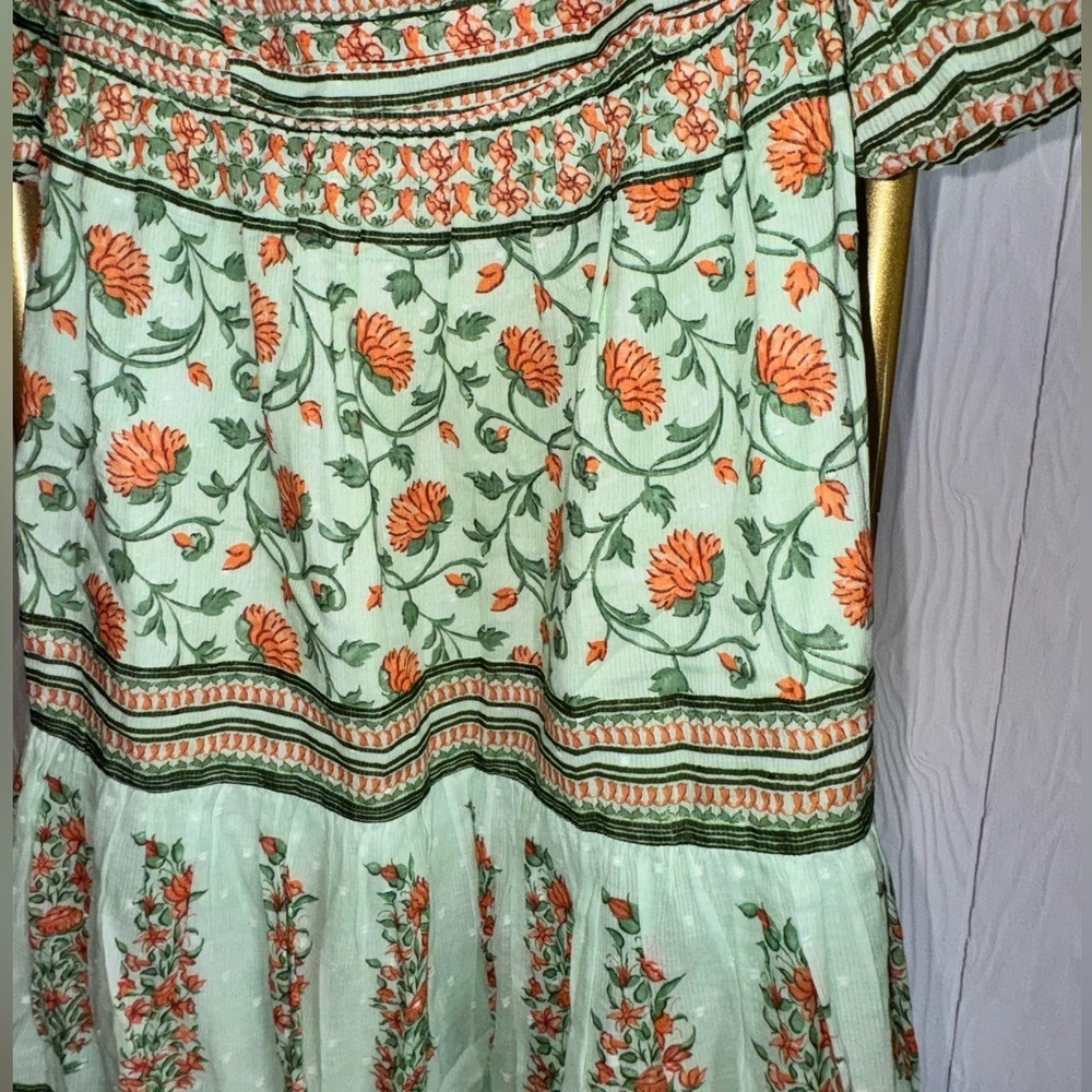 NEW Celina Moon Frankie Mini Dress - Sage Green Vines -bow back, marigolds - Picture 7 of 10